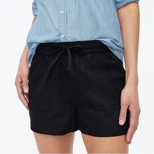 NWT J.Crew Linen Blend Drawstring Shorts Large Black